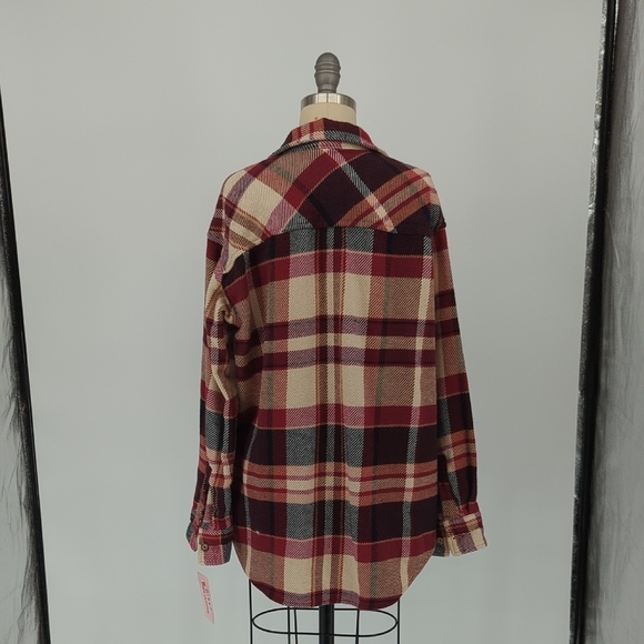 Natural Plaid Button Down Flannel Shirt Red S western casual fall preppy - Picture 2 of 6